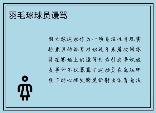 羽毛球球员谩骂
